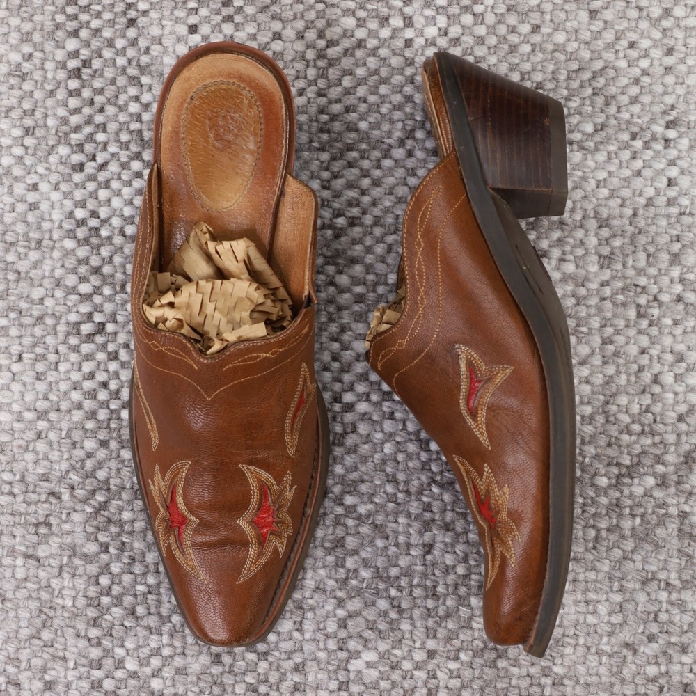 Ariat 15403 Heritage R Toe Western Mule Clog Leather Shoes Womens 9.5 M
